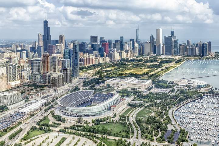 Soldier Field and Chicago Skyline