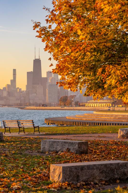 Chicago fall sunrise