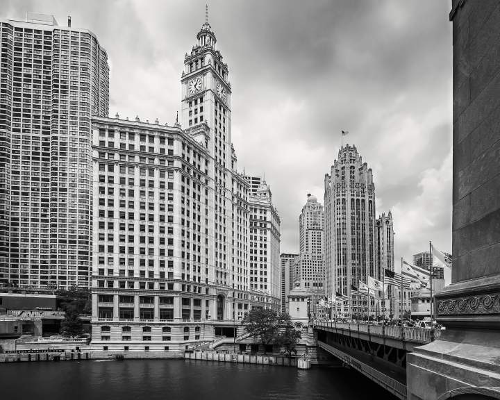 Wrigley Building Chicago Black and White