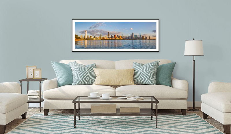 Chicago print in living room