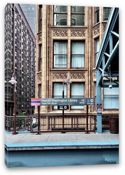 Brown Line Harold Washington Library Stop Fine Art Canvas Print