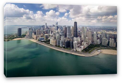 Chicago Gold Coast Aerial Panoramic Fine Art Canvas Print