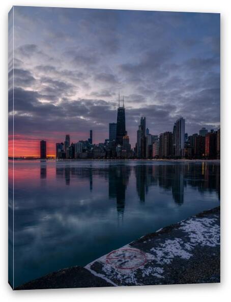 Chicago Winter Sunrise Fine Art Canvas Print