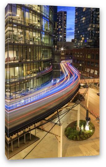 Chicago's L Train Streaks Fine Art Canvas Print