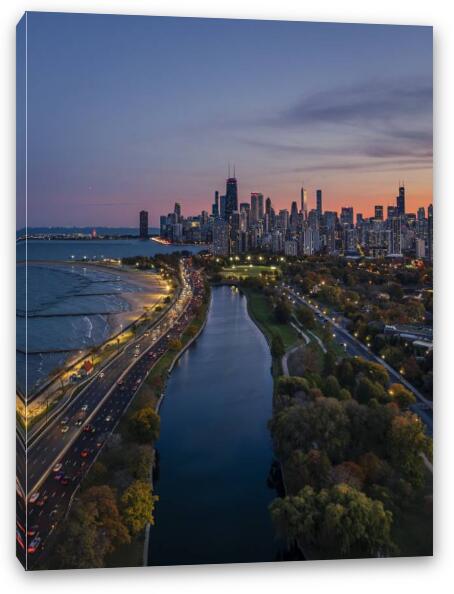 Chicago's Skyline Embraced by Fall Fine Art Canvas Print