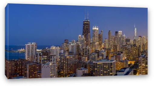 Chicago's Streeterville at Dusk Panoramic Fine Art Canvas Print