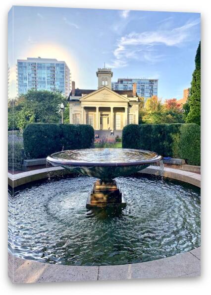 Fountain at Clarke House Museum Fine Art Canvas Print