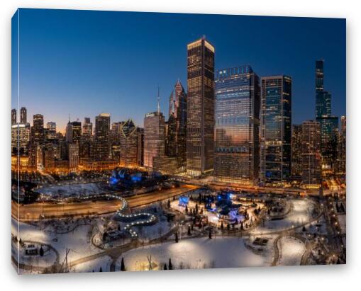 Millenium Park blanketed in snow Fine Art Canvas Print