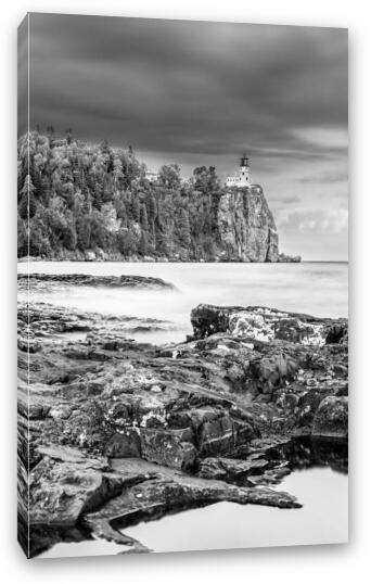 Rain Clouds Over Split Rock Black and White Fine Art Canvas Print