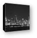 Chicago Skyline at Night Black and White Panoramic Canvas Prints