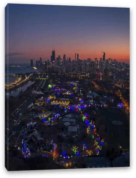 Twilight Whispers: Zoolights and Skyline Dreams Fine Art Canvas Print