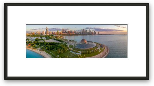 Adler Planetarium and Chicago Skyline Dawn Panoramic Framed Fine Art Print