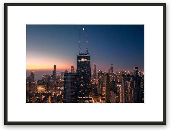 Blue Hour Moon Framed Fine Art Print