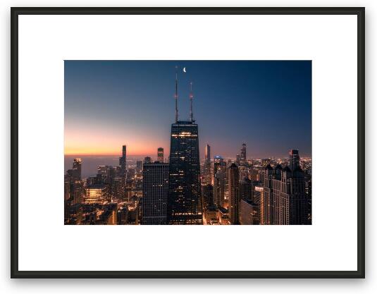 Blue Hour Moon Framed Fine Art Print