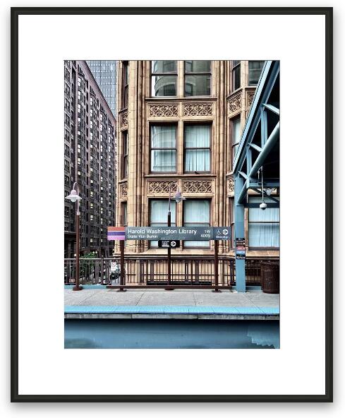 Brown Line Harold Washington Library Stop Framed Fine Art Print