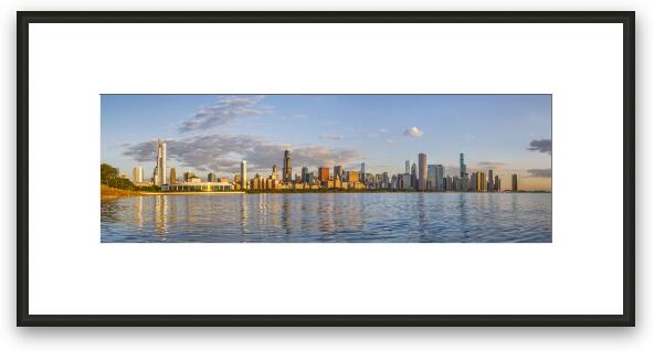 Chicago Skyline Dawn Panoramic Framed Fine Art Print