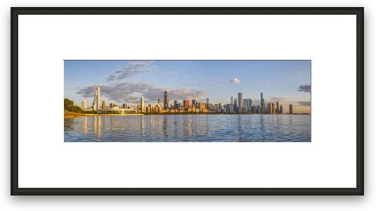 Chicago Skyline Dawn Panoramic Framed Fine Art Print