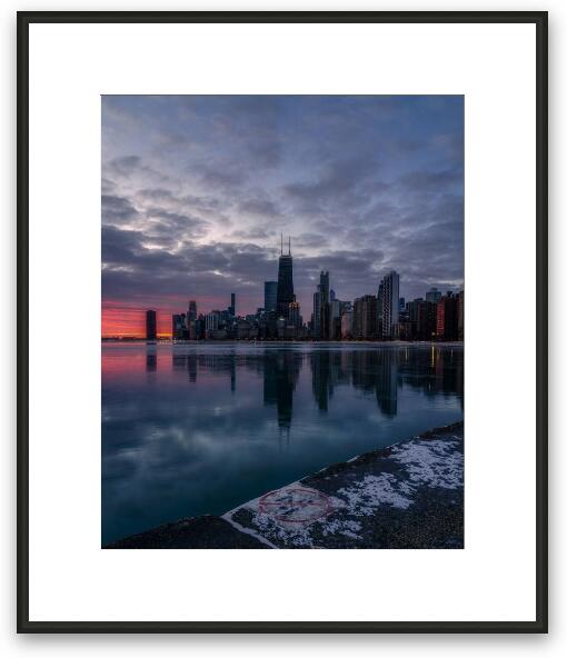 Chicago Winter Sunrise Framed Fine Art Print