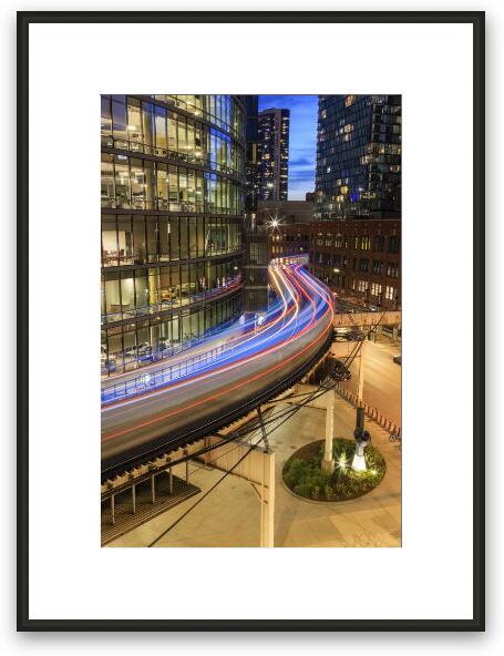 Chicago's L Train Streaks Framed Fine Art Print