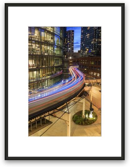 Chicago's L Train Streaks Framed Fine Art Print