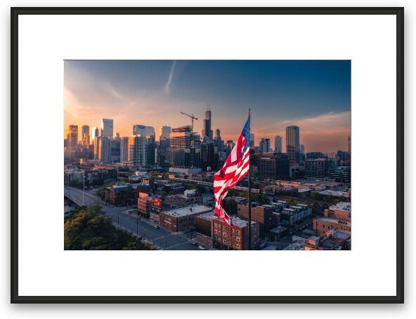 Happy 4th of July Chicago Framed Fine Art Print