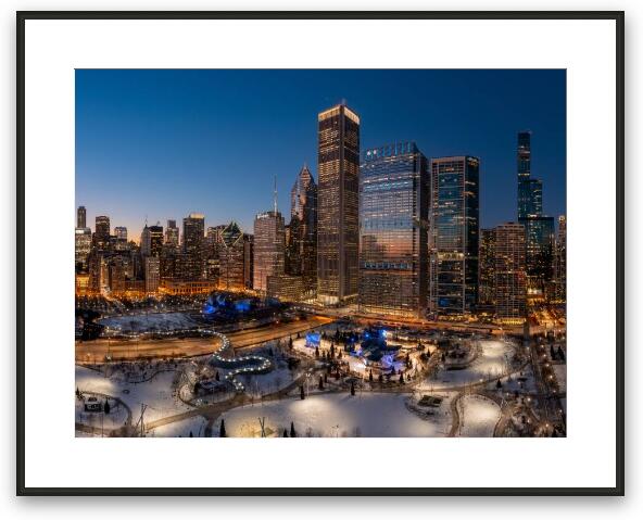 Millenium Park blanketed in snow Framed Fine Art Print