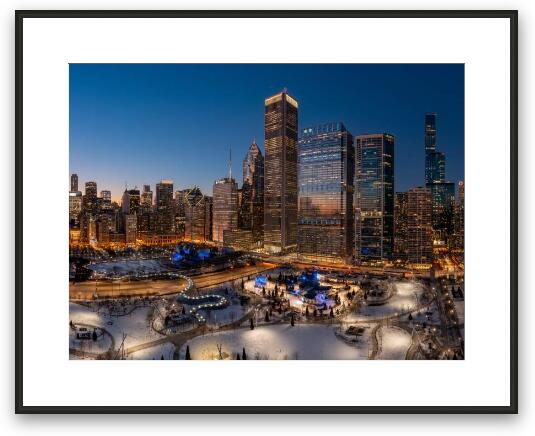 Millenium Park blanketed in snow Framed Fine Art Print