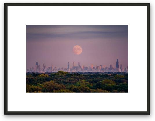 Moon over Chicago Framed Fine Art Print