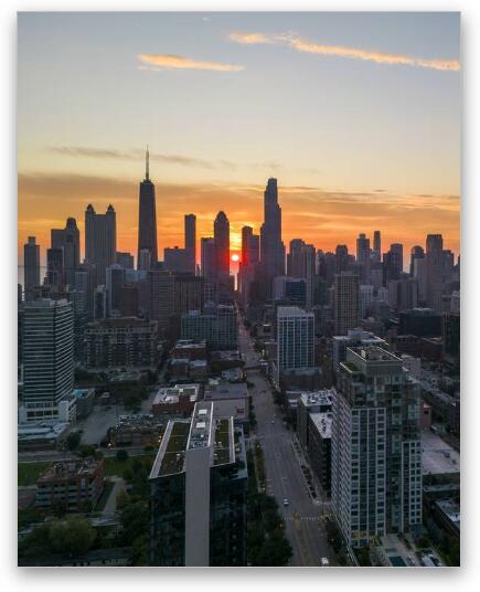 Autumnal Equinox Sunrise in Chicago Fine Art Metal Print