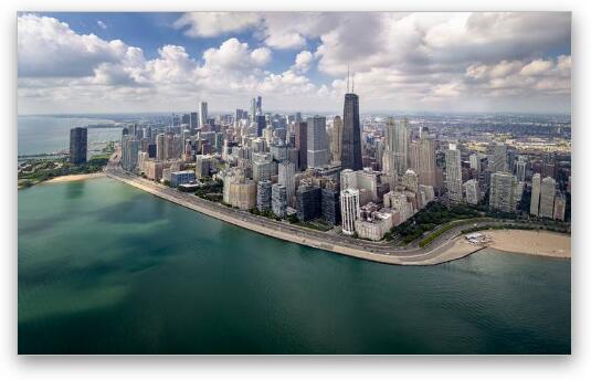 Chicago Gold Coast Aerial Panoramic Fine Art Metal Print