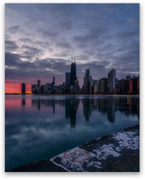 Chicago Winter Sunrise Fine Art Metal Print