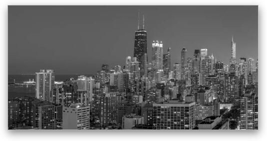 Chicago's Streeterville at Dusk Panoramic BW Fine Art Metal Print