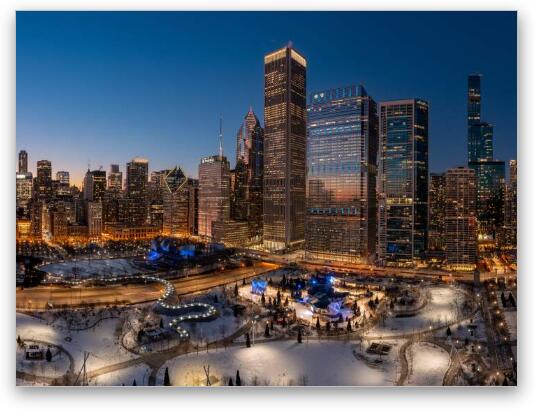 Millenium Park blanketed in snow Fine Art Metal Print