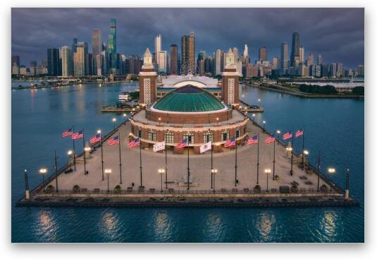 Navy Pier Stormy Morning Fine Art Metal Print