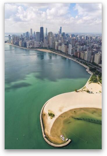 North Avenue Beach Chicago Aerial Fine Art Metal Print