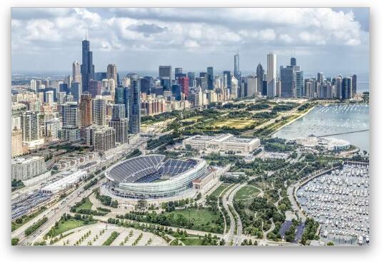 Soldier Field and Chicago Skyline Fine Art Metal Print