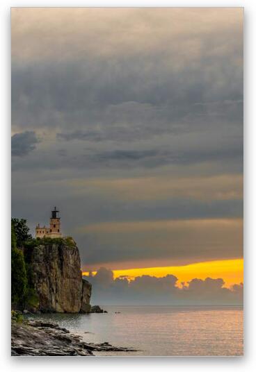 Split Rock Cloudy Sunrise Fine Art Metal Print