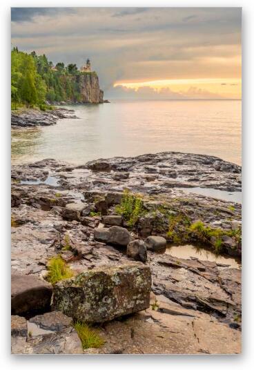 Split Rock Lighthouse Cloudy Summer Morning Fine Art Metal Print