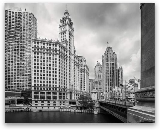 Wrigley Building Chicago Black and White Fine Art Metal Print